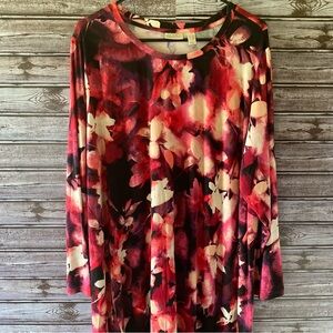 LOGO by Lori Goldstein Floral Long-Sleeved‎ Dress Size 2XP